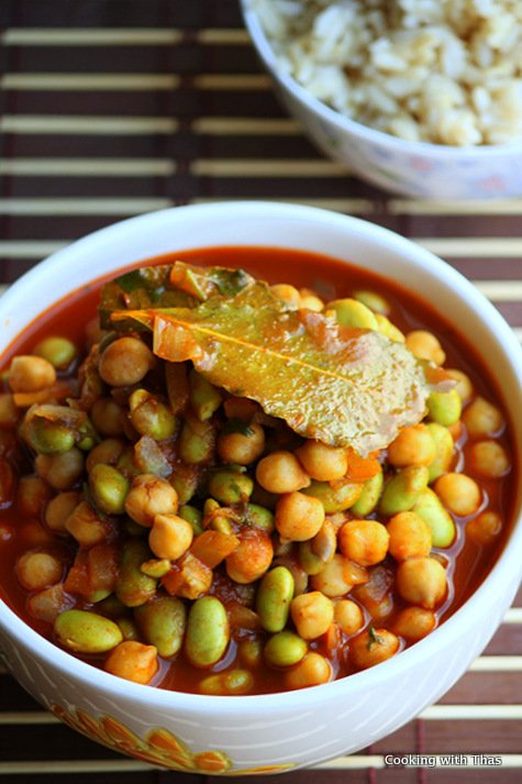 Chickpeas and edamame stew