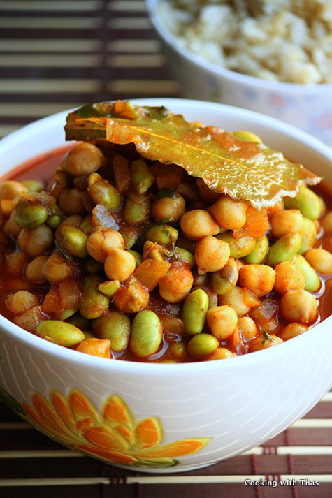 Edamame and chick peas stew